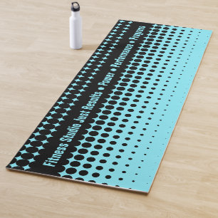 Modern Custom Text Electric-Blue & Black Half Tone Yoga Mat