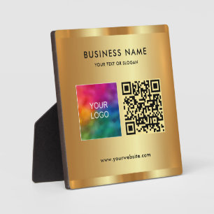 Modern Custom Text Logo QR Code Scannable Plaque