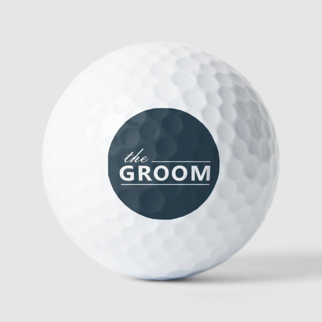 Modern Custom The Groom Dusky Green White Text Sel Golf Balls (Front)