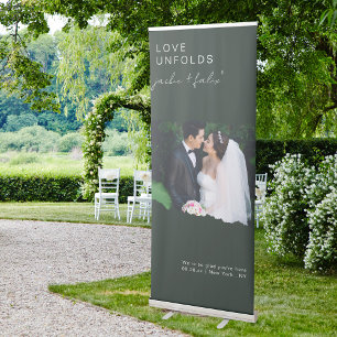 Modern Custom Torn Page Photo Wedding Welcome Retractable Banner