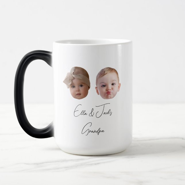 Modern Custom Two baby face gift Grandchild Magic Mug (Left)