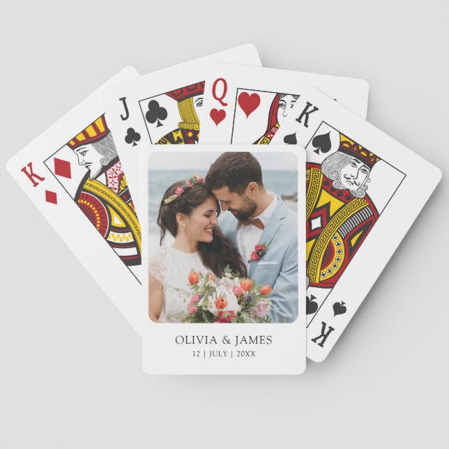 Modern Custom Vertical Photo Script Poker Cards (Back)