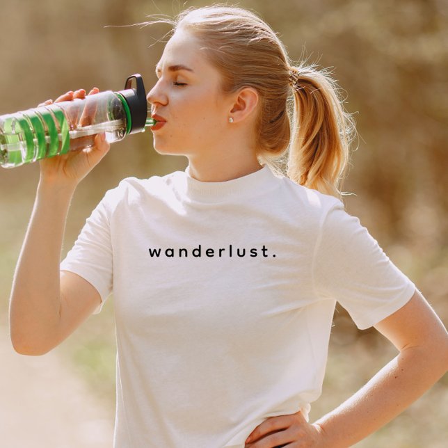 Modern Custom Wanderlust Text Black T-Shirt (Modern Custom text wonderlust t-shirt)