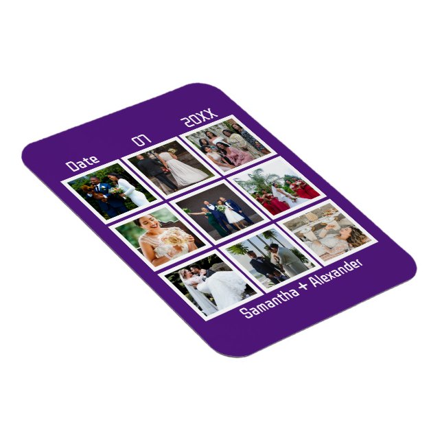 Modern Custom Wedding Anniversary 9 Photo Collag Magnet (Right Side)