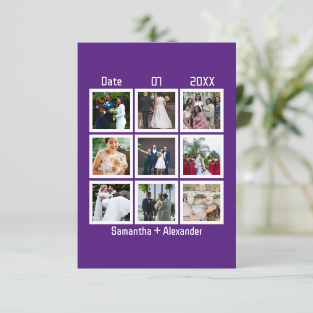 Modern Custom Wedding Anniversary 9 Photo Collage (Standing Front)