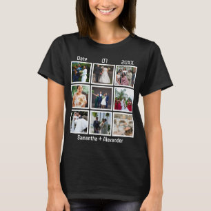 Modern Custom Wedding Anniversary 9 Photo Collage T-Shirt