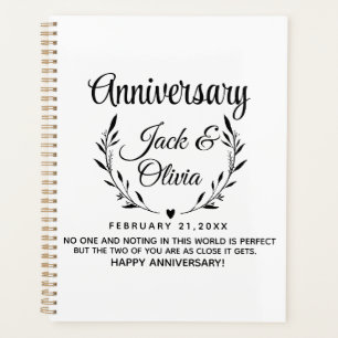 Modern Custom Wedding Couple Name Date Black Planner