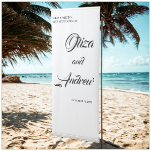 Modern Custom Wedding Couple Name With Date Retractable Banner