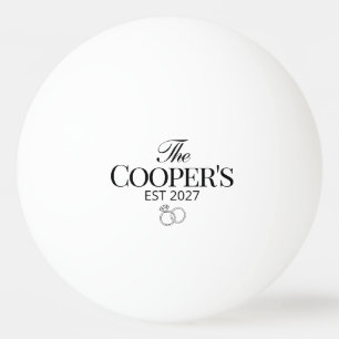 Modern Custom Wedding Last Name & Established Year Ping Pong Ball