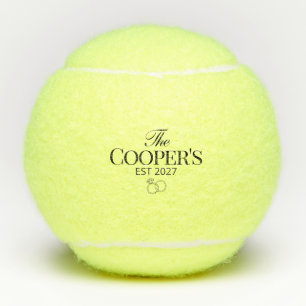 Modern Custom Wedding Last Name & Established Year Tennis Balls