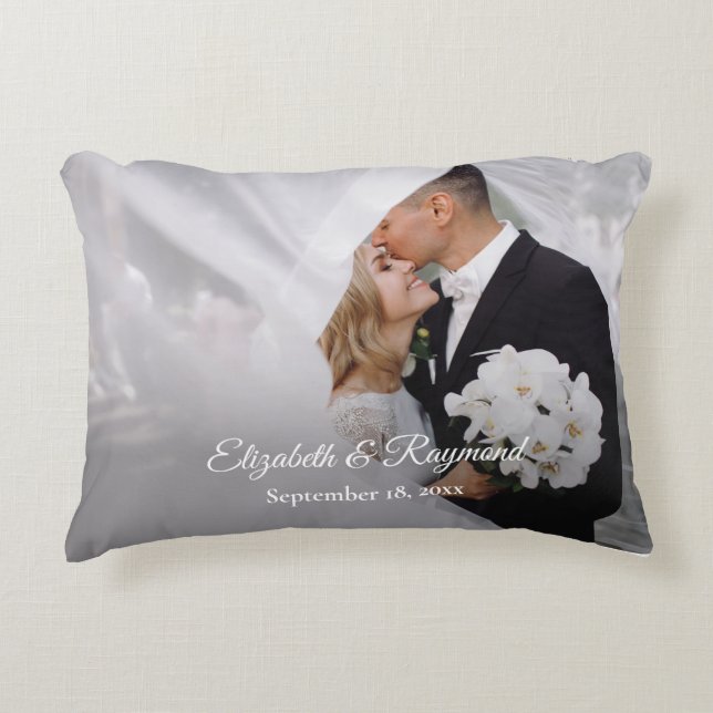 Modern Custom Wedding Photo Decorative Cushion (Front)