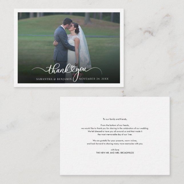 Modern Custom Wedding Photo Thank You Card (Front/Back)