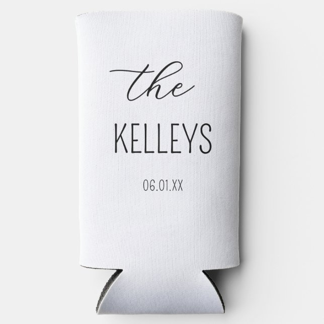 Modern Custom Wedding Wedding Favours Beer Holder Seltzer Can Cooler (Front)