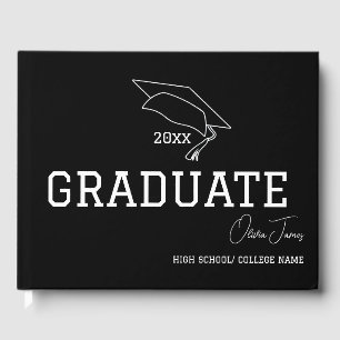 Modern Custom year black graduation  Guest Book