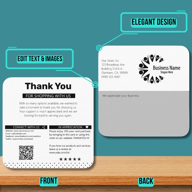 Modern Customer Thank You Square Business Card (Please enjoy our design and see the others in the collection.)