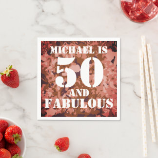 Modern Customisable 50 and fabulous Napkin