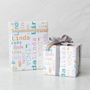 Modern Customisable 5 Letter Name Wrapping Paper