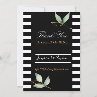 Modern Customisable Black & White Thank you Card