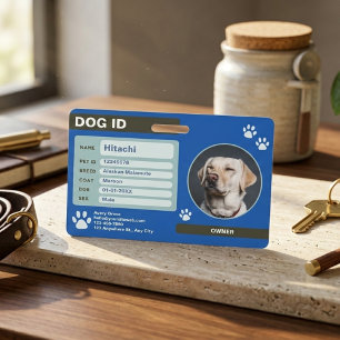 Modern Customisable Dog ID Tag with Photo  Badge