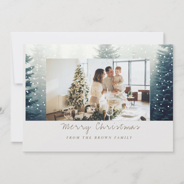 Modern Customisable family photo Christmas card (Front)