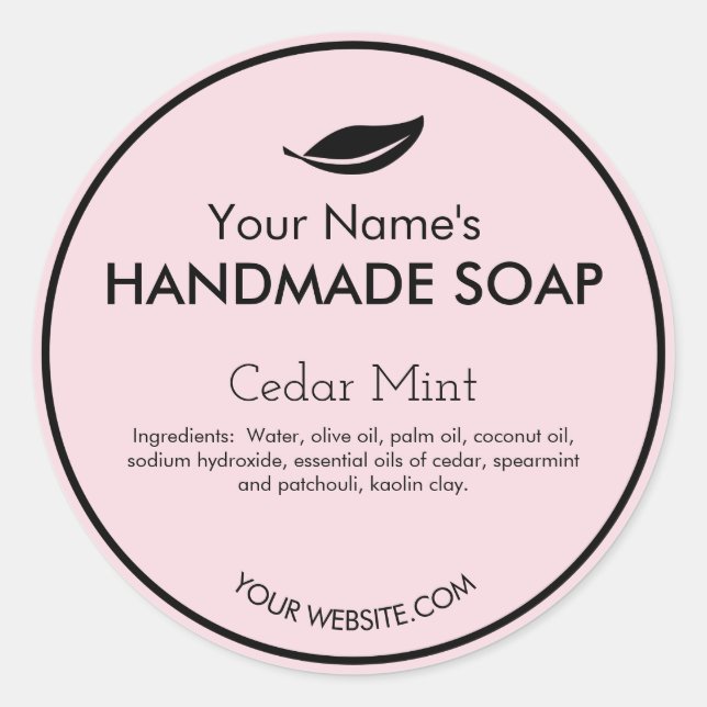 Modern Customisable Handmade Soap Labels Round (Front)