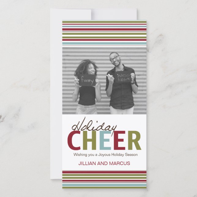 Modern Customisable Holiday Cheer Photo Card (Front)