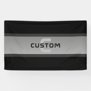 Modern Customisable Layered Text Black & Grey Banner