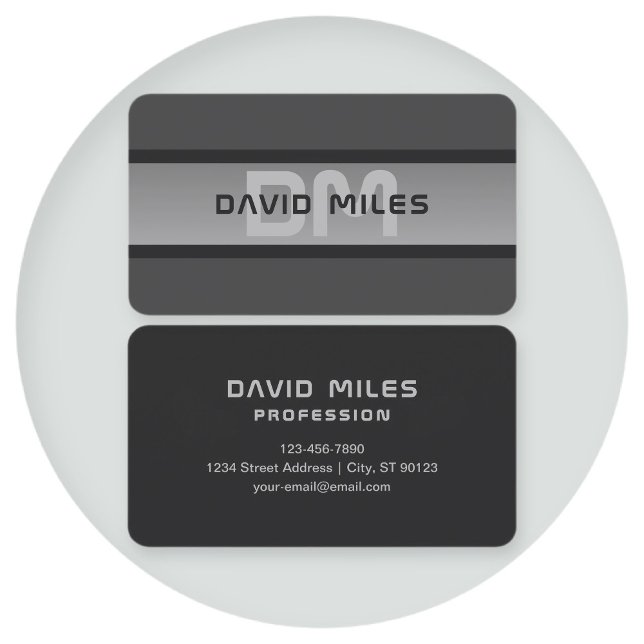 Modern Customisable Layered Text | Black & Grey Business Card (Creator Uploaded)