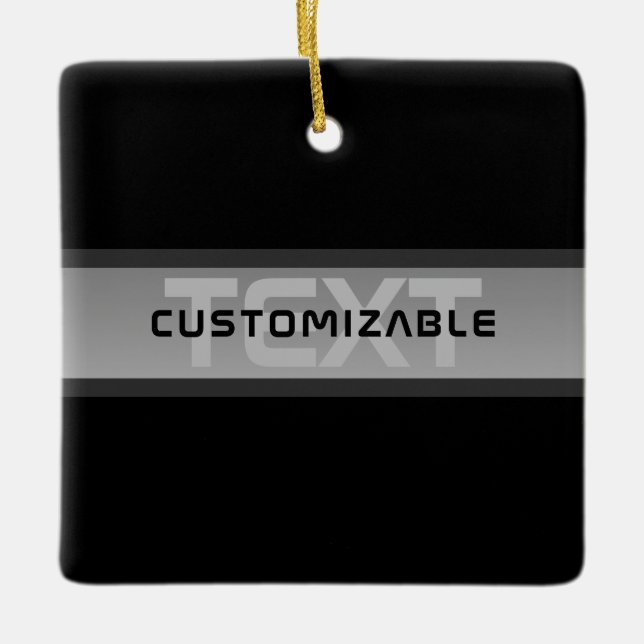 Modern Customisable Layered Text | Black & Grey Ceramic Ornament (Front)