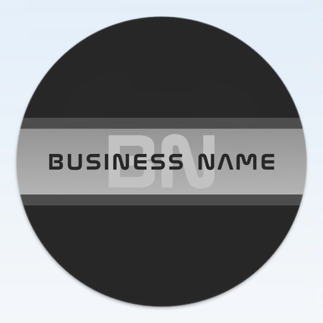 Modern Customisable Layered Text | Black & Grey Classic Round Sticker (Creator Uploaded)
