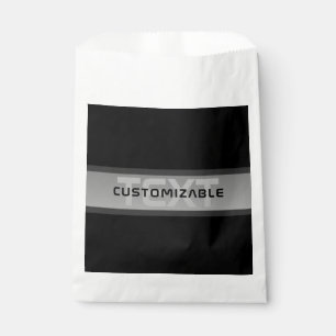 Modern Customisable Layered Text Black & Grey Favour Bags