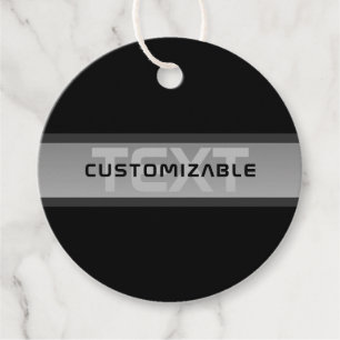 Modern Customisable Layered Text   Black & Grey Favour Tags