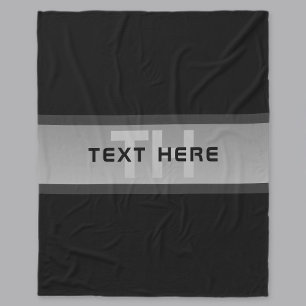 Modern Customisable Layered Text Black & Grey Fleece Blanket