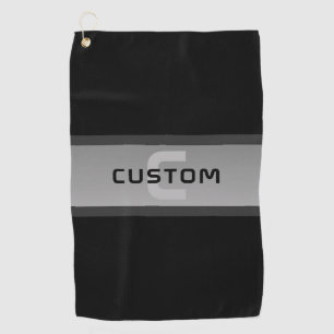 Modern Customisable Layered Text Black & Grey Golf Towel
