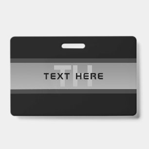 Modern Customisable Layered Text Black & Grey ID Badge