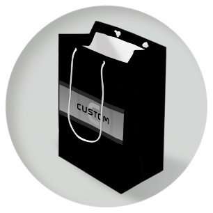 Modern Customisable Layered Text   Black & Grey Medium Gift Bag
