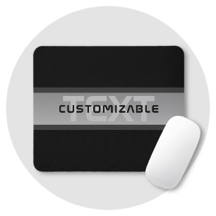 Modern Customisable Layered Text   Black & Grey Mouse Mat