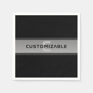 Modern Customisable Layered Text   Black & Grey Napkin