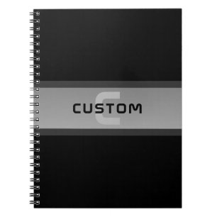Modern Customisable Layered Text Black & Grey Notebook