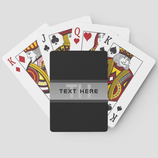 Modern Customisable Layered Text | Black & Grey Playing Cards (Back)