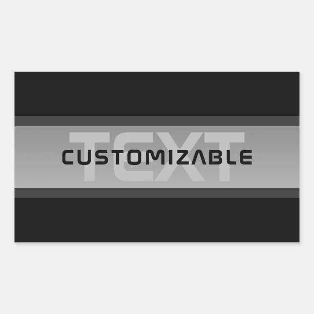 Modern Customisable Layered Text | Black & Grey Rectangular Sticker (Front)