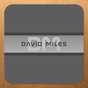 Modern Customisable Layered Text   Black & Grey Square Sticker
