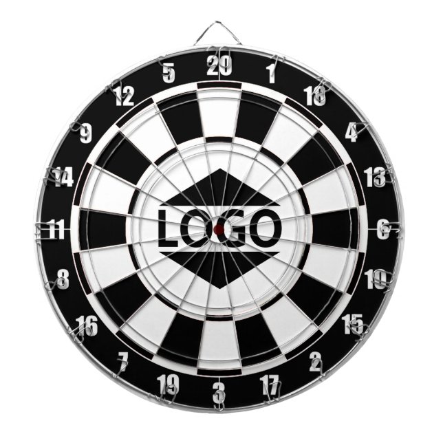 Modern Customisable Logo on Black & White Dartboard (Front)
