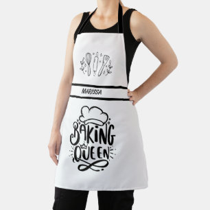 Modern Customisable Name Baking Queen Apron