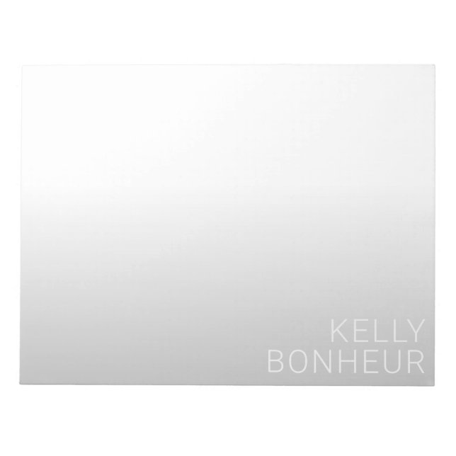 Modern Customisable Name | Grey Gradient Notepad (Front)