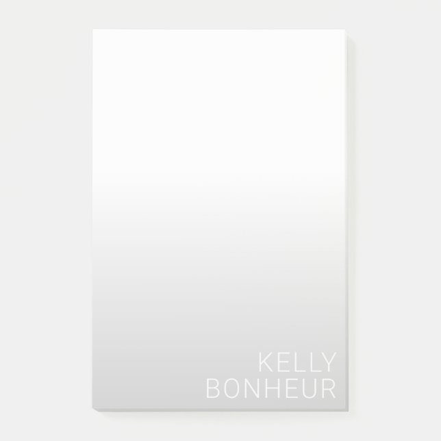 Modern Customisable Name | Grey Gradient Post-it Notes (Front)