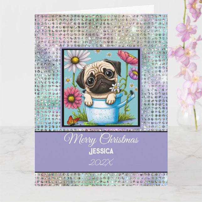 Modern Customisable Pet Pastel Christmas  Card (Orchid)