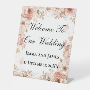 Modern Customisable Pink Floral Welcome Sign