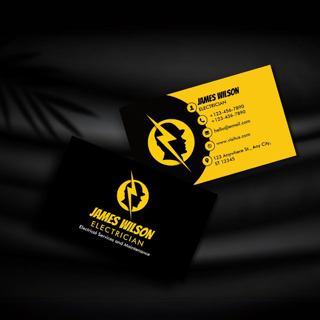 Modern & Customisable Professional Electrician Business Card (Creator Uploaded)