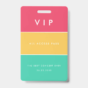 Modern customisable VIP All access pass ID Badge